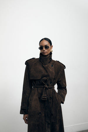 Brown Suede Trench Coat