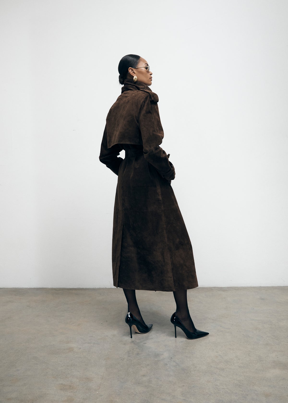 Brown Suede Trench Coat