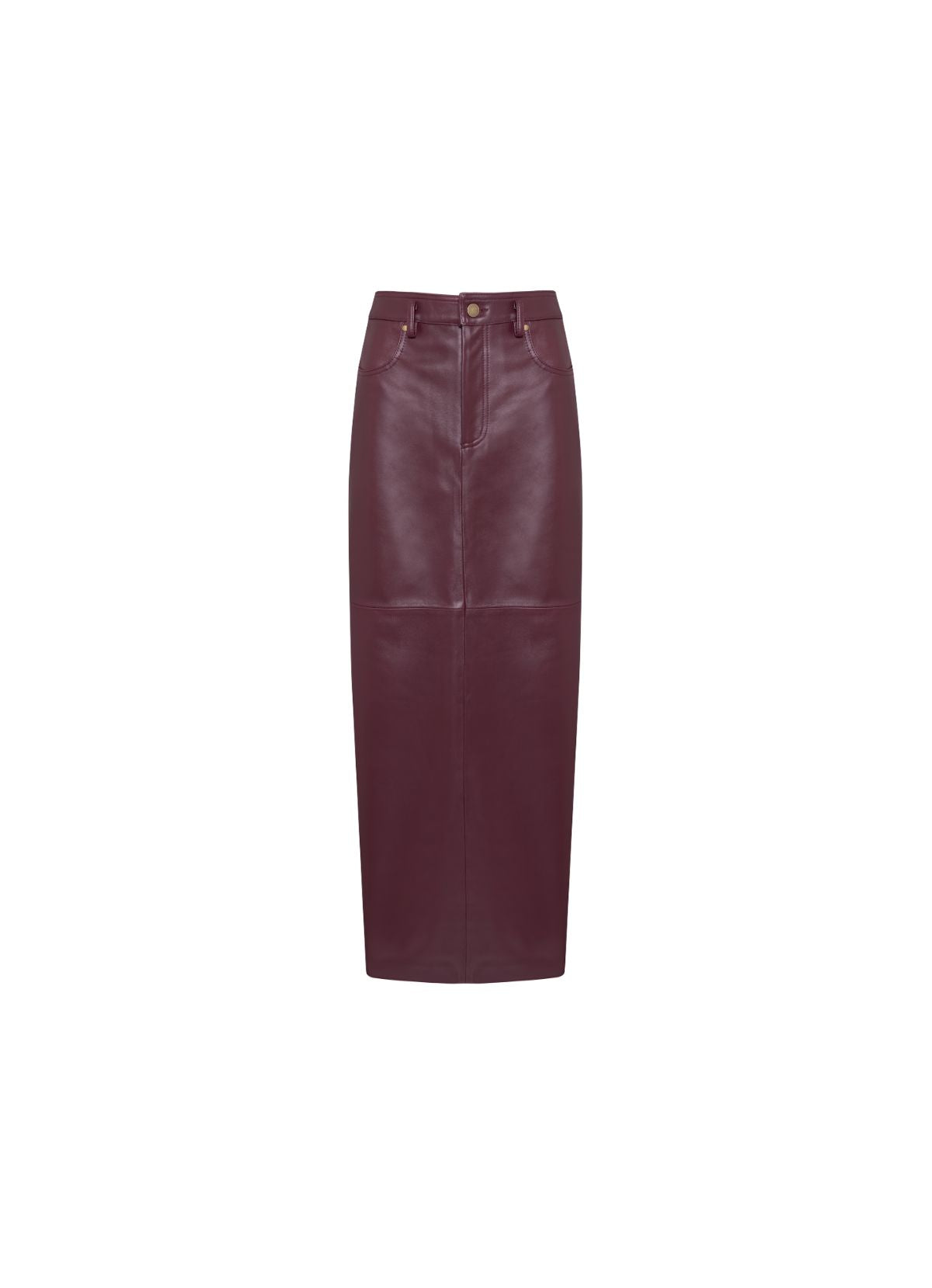 Burgundy Leather Maxi Skirt