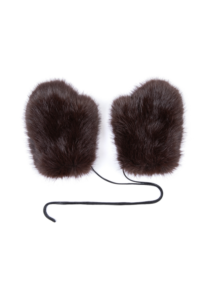 Brown Faux Fur Mittens