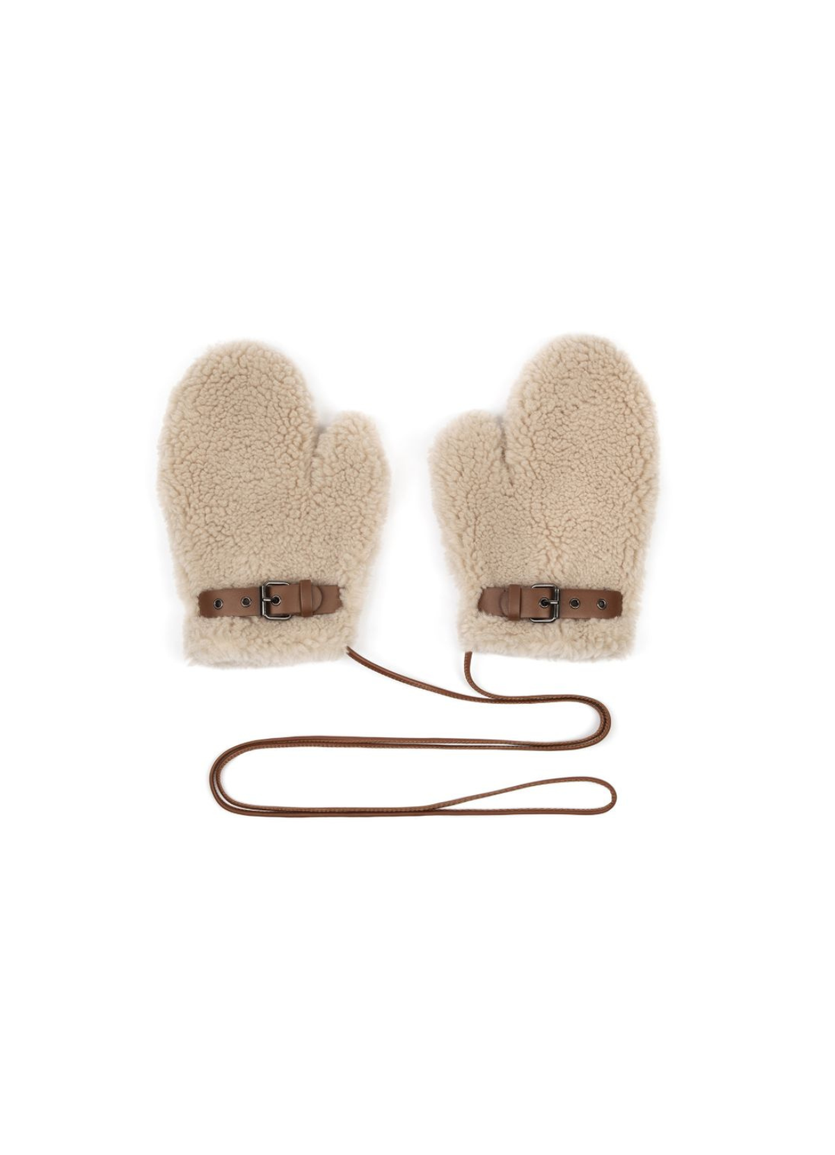 Cream Teddy Mittens