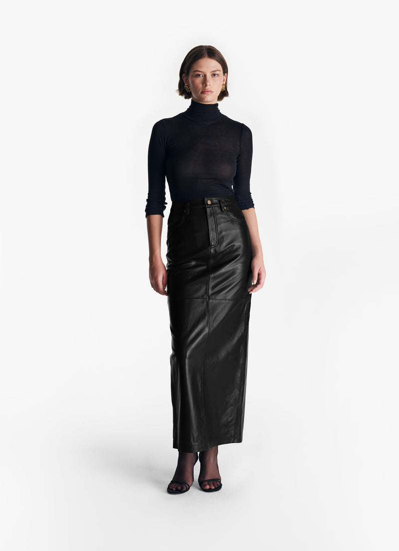 Black Leather Maxi Skirt