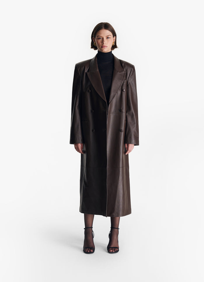 Brown Leather Trench Coat