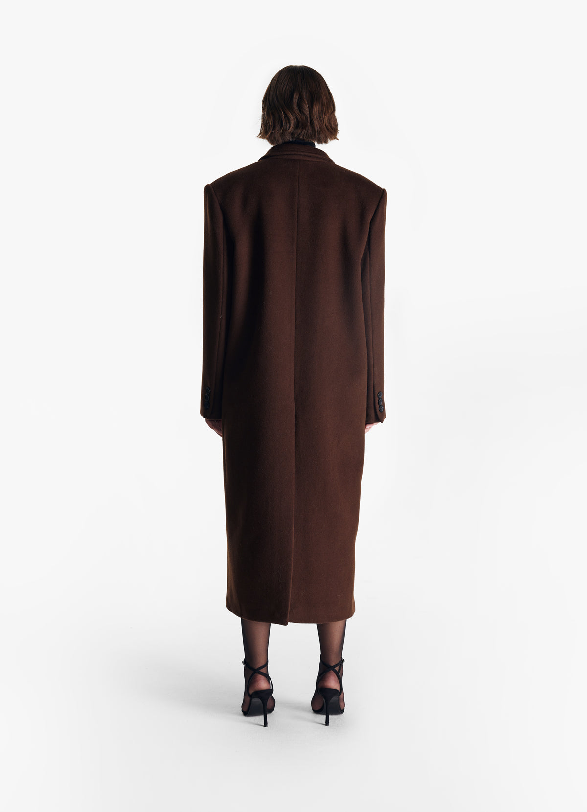 Brown Wool Straight Trench Coat