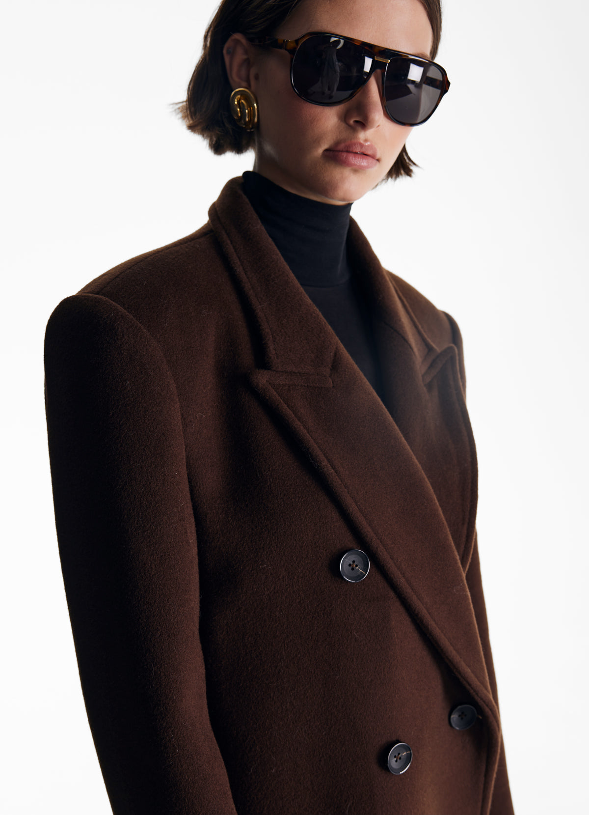 Brown Wool Straight Trench Coat