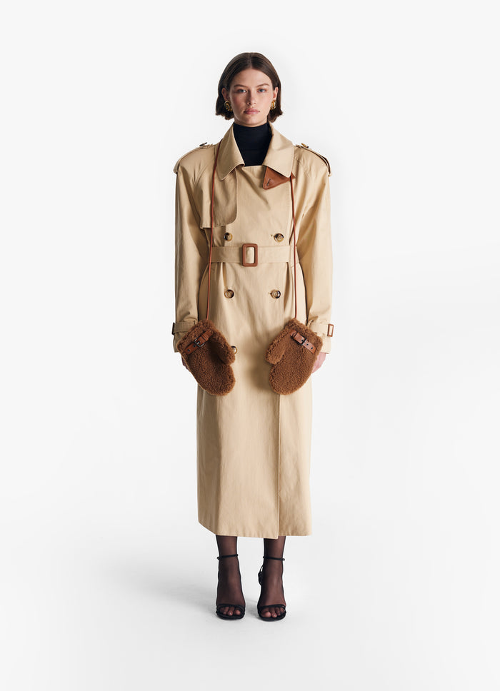 Cotton Trench Coat with Leather Trims