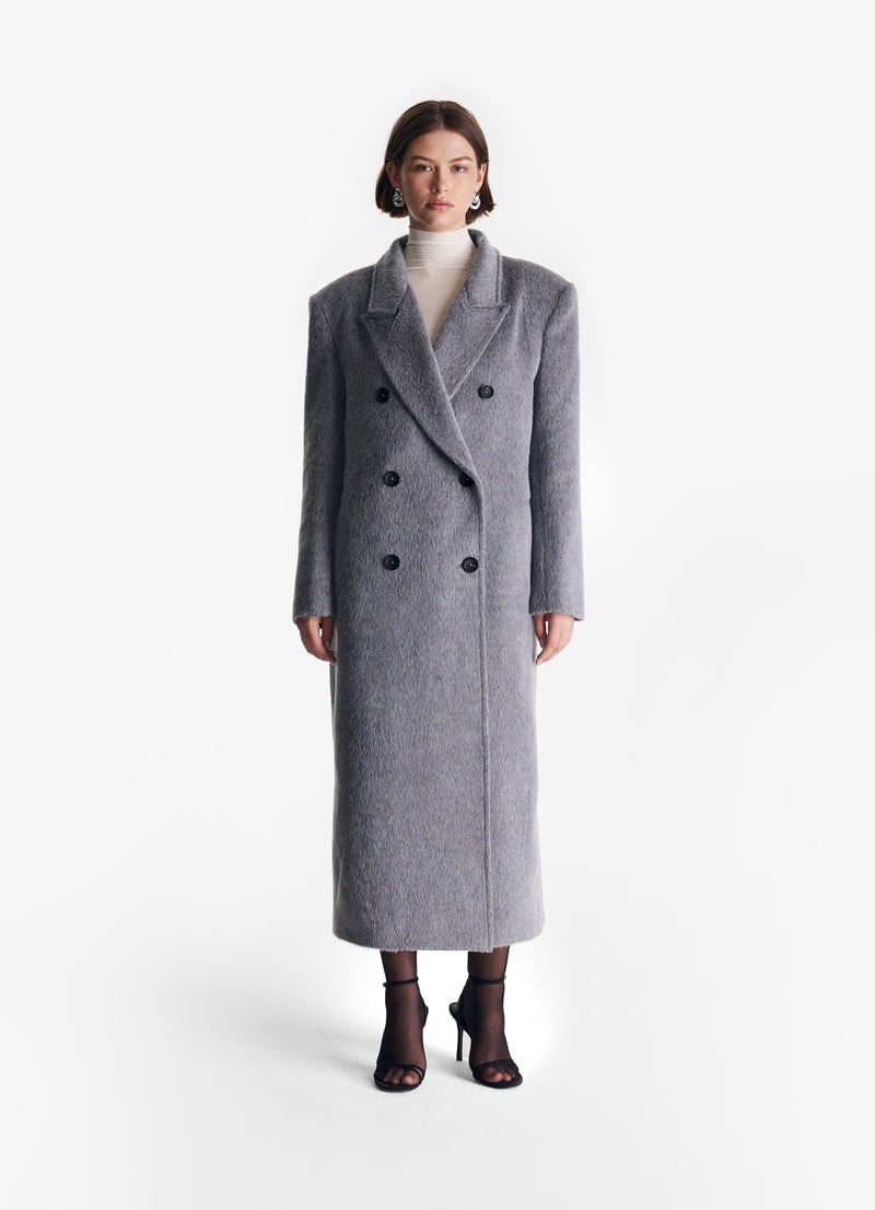 Grey Brushed Wool Trench Coat