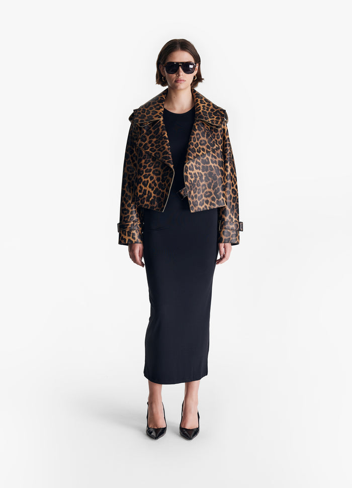 Leopard Oversized Leather Jacket