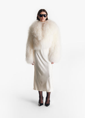 White Mongolian Cropped Coat