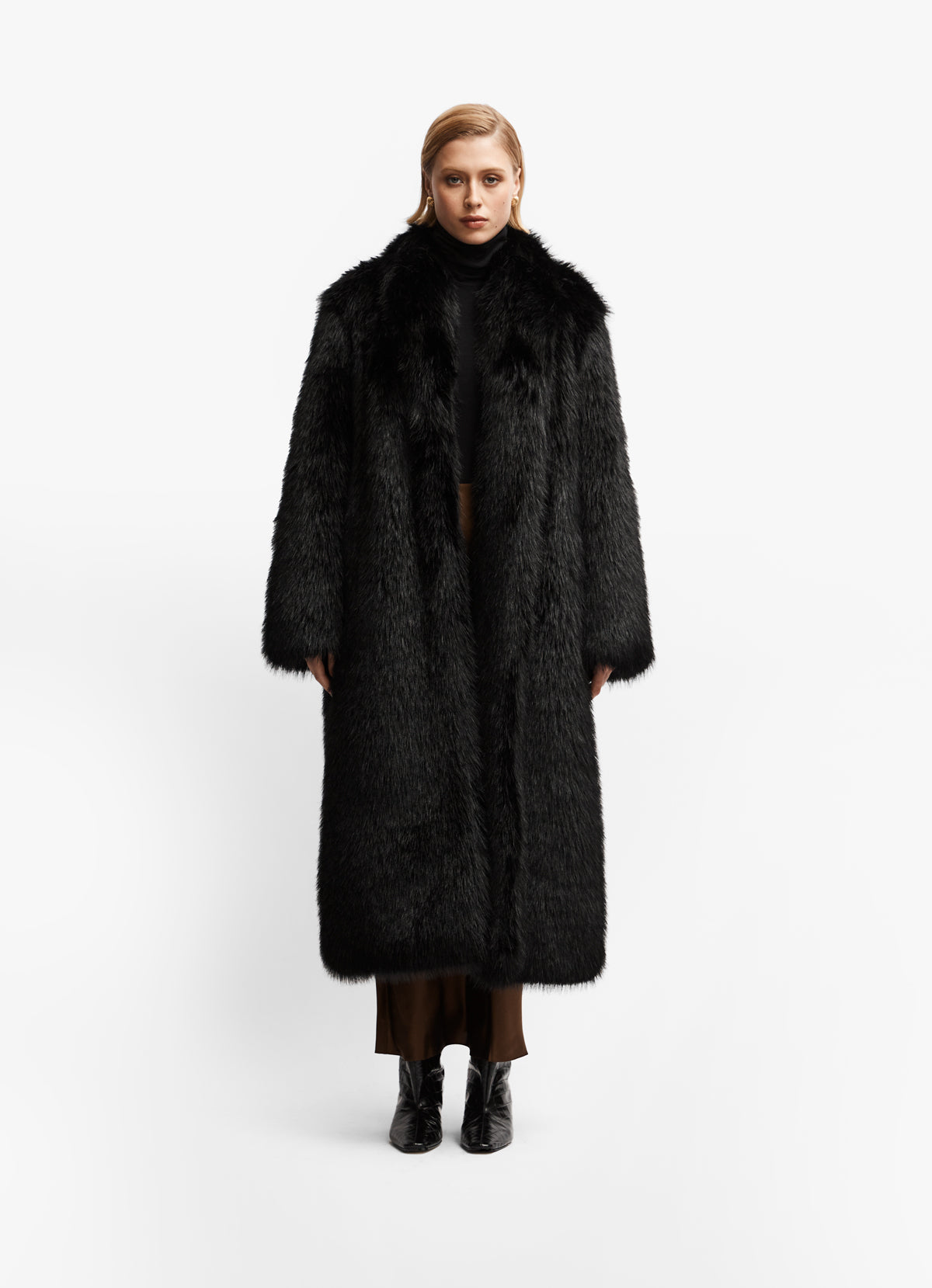 Black Luxe Maxi Faux Fur Coat