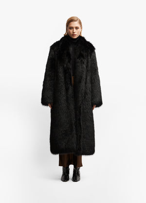 Black Luxe Maxi Faux Fur Coat