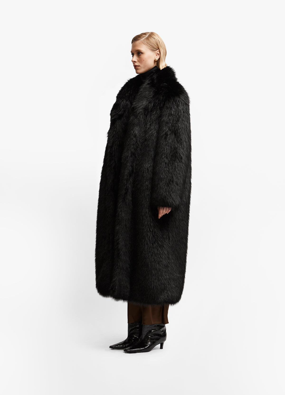 Black Luxe Maxi Faux Fur Coat