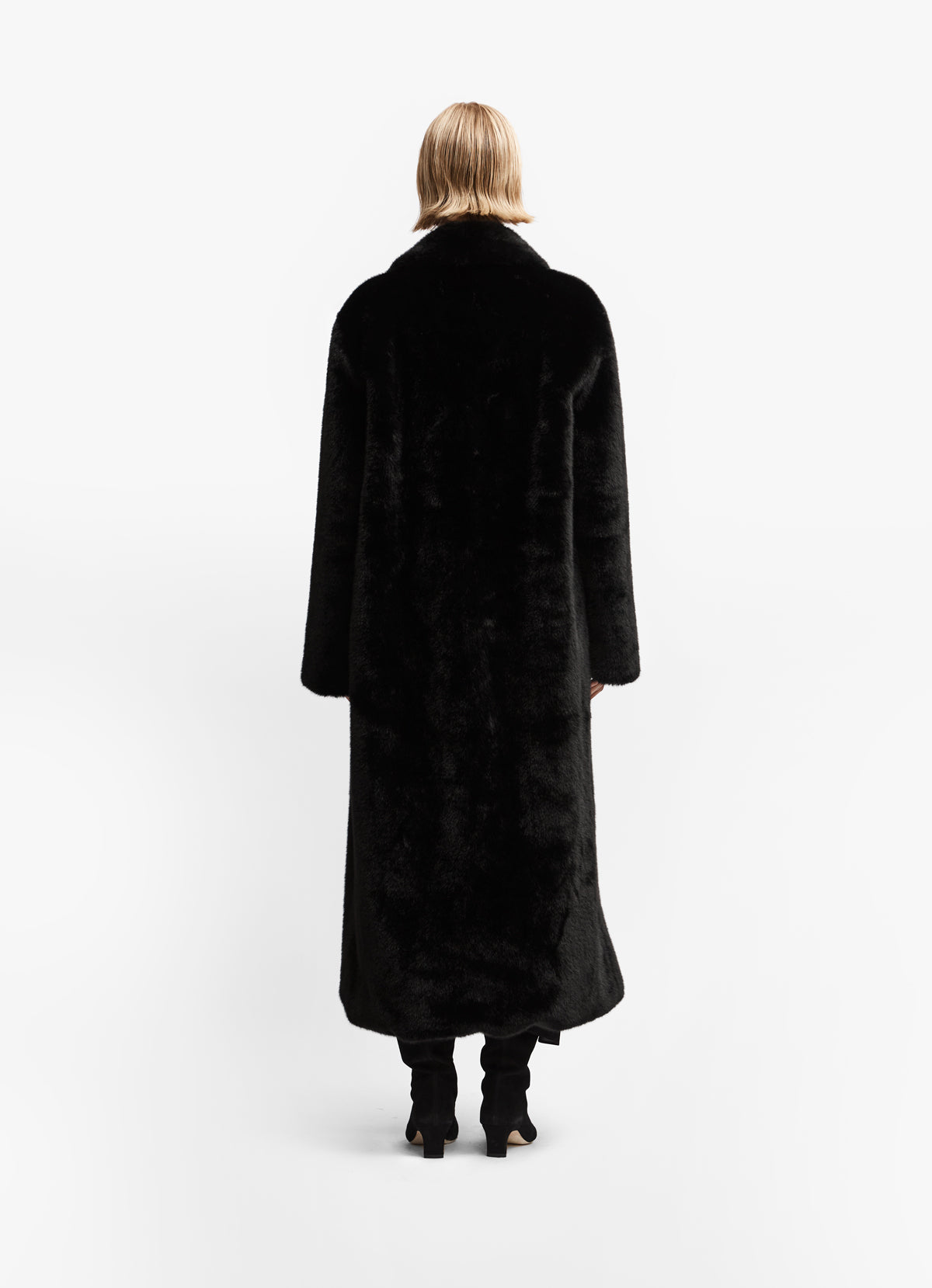 Tall Black Maxi Faux Fur Coat