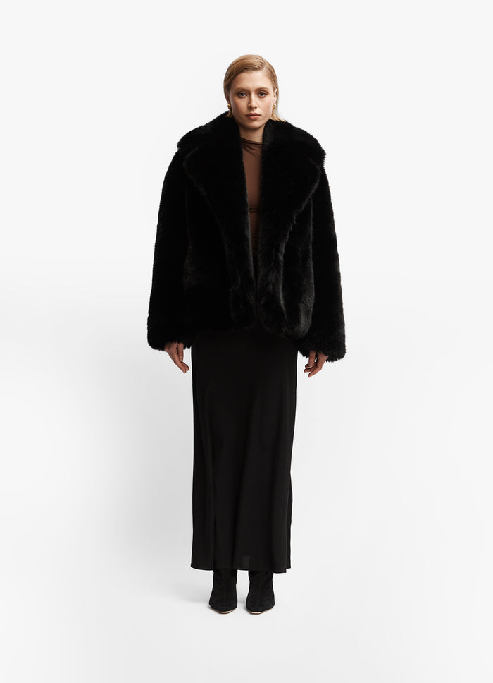 Black Faux Fur Coat