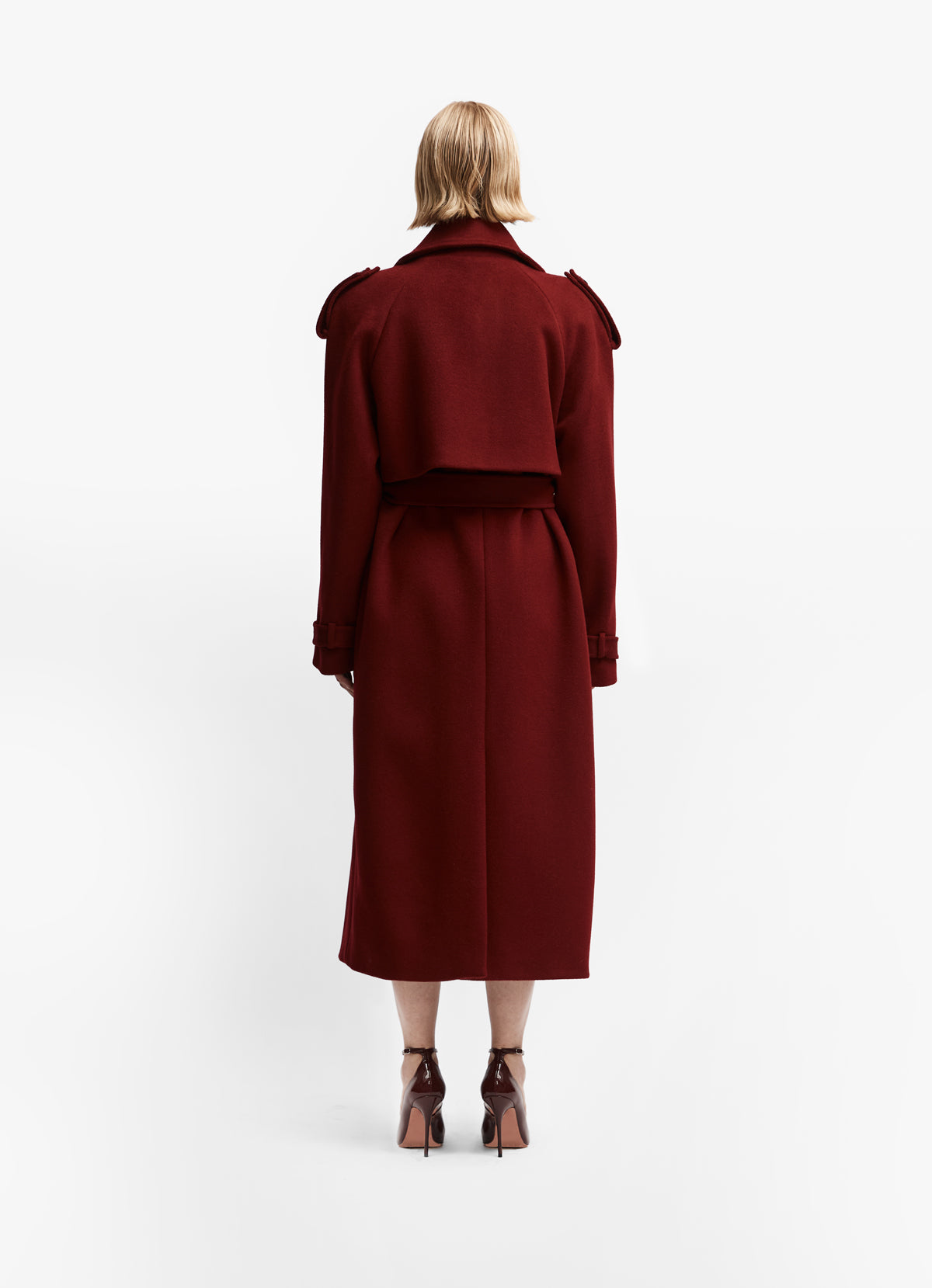 Burgundy Wool Trench Coat