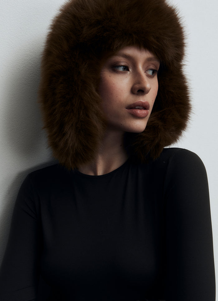 Brown Faux Fur Trapper Hat