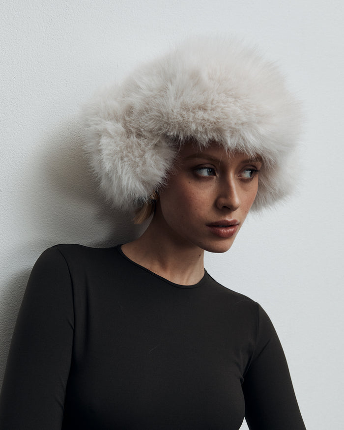 Off-White Faux Fur Trapper Hat