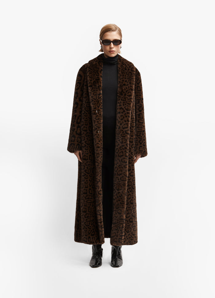 Tall Leopard Maxi Faux Fur Coat