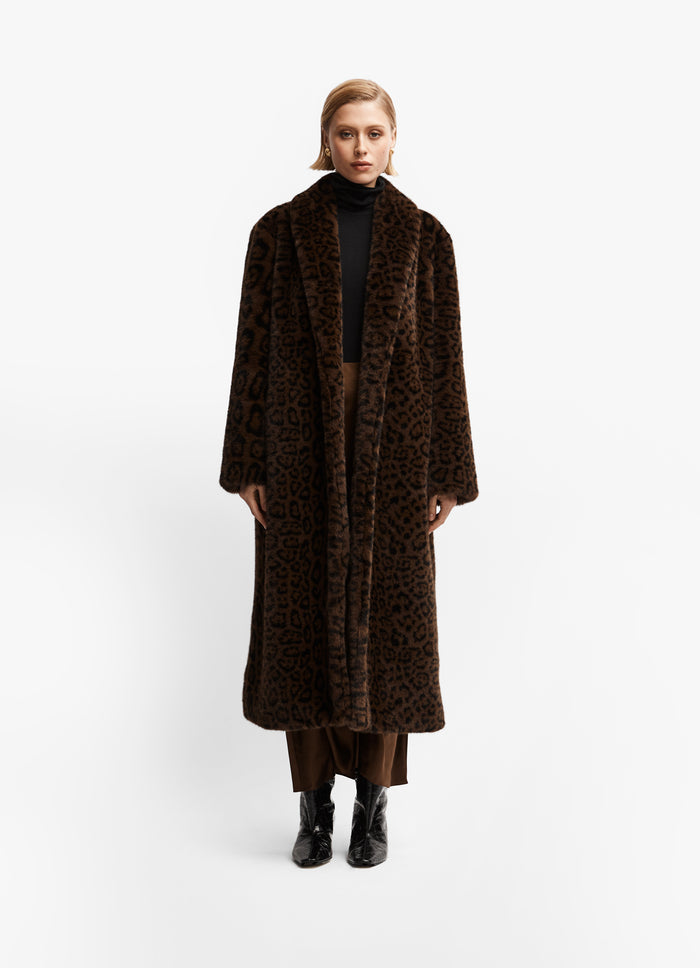 Leopard Maxi Faux Fur Coat