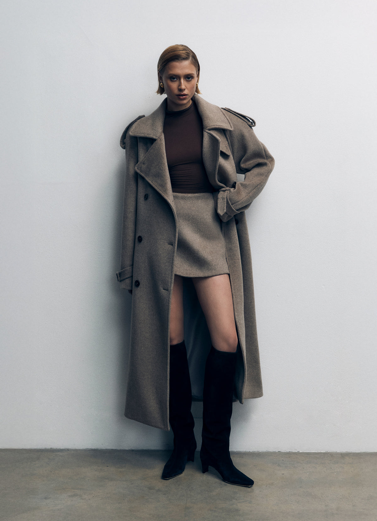 Mocha Wool Trench Coat