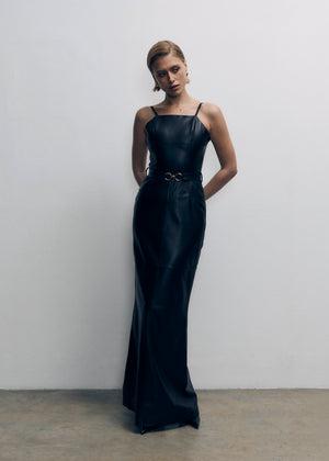 Black Leather Maxi Dress