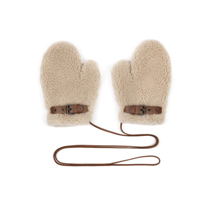 Cream Teddy Mittens